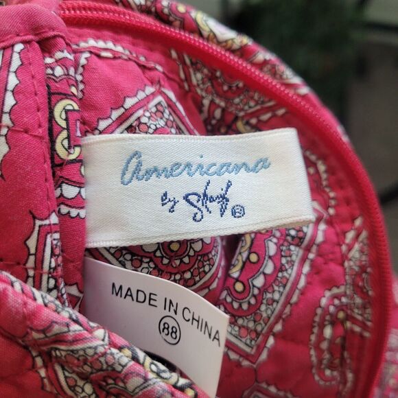 Vintage Red Geometric Floral Print Quilted Drawstring Bag Backpack Boho Hippie - Picture 6 of 8